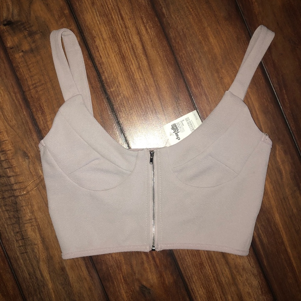 Blush cropped zip up half shirt